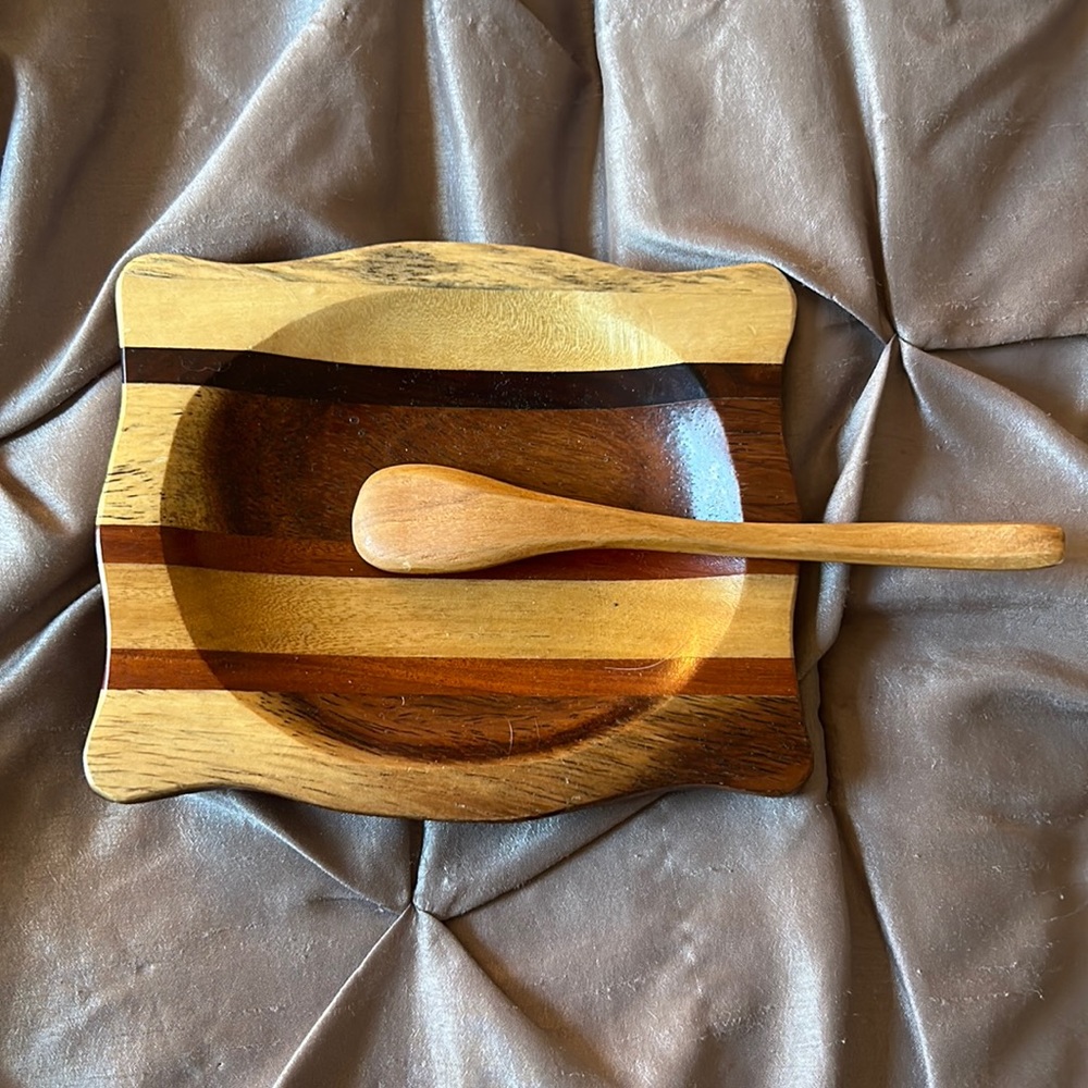 Wooden shallow dish from La Fortuna, Costa Rica.